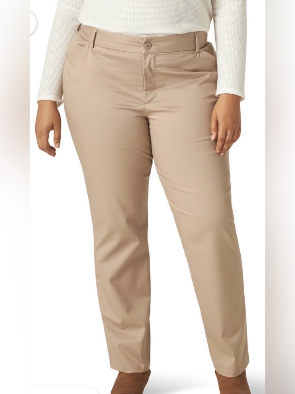 Lee Plus Straight Leg Mid Rise Khaki Pants